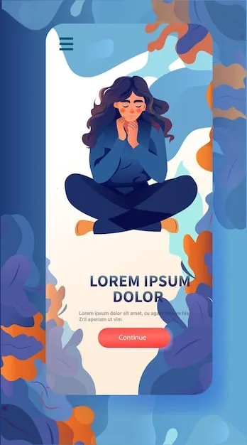 A vibrant and colorful screenshot of the MindfulFlow app, showcasing a gamified meditation session. Animated elements are moving on the screen, synced with the user's breath. There are also visual rewards and progress bars indicating the user's performance.