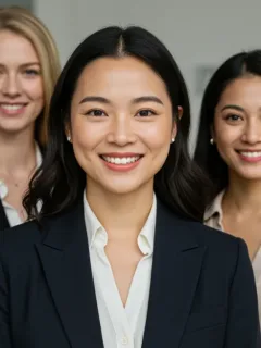 Professional women with quick 10-minute face makeup