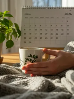 Person meditating on a Sunday morning, achieving mental clarity by 2026