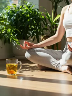 Person meditating peacefully during a mindful Sunday ritual