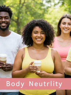 Diverse individuals experiencing peace and acceptance through body neutrality