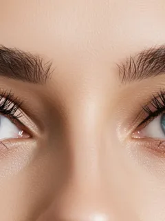 Woman with long voluminous eyelashes from mascara hacks