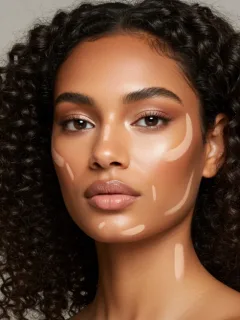 Model with perfectly sculpted features using 2026 contouring and highlighting techniques
