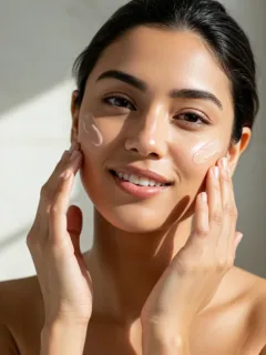 Woman applying serum in her morning skincare routine for glowing skin