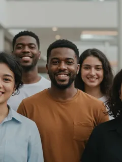 Diverse individuals embodying body positivity in an inclusive advertising campaign, showcasing confidence and authenticity.