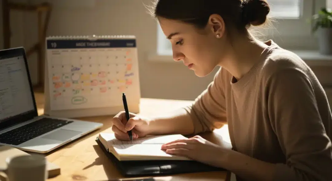 Organized person planning tasks, showing increased weekly productivity