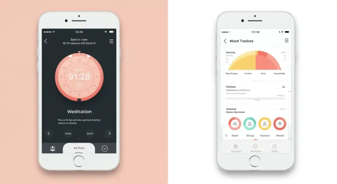 Side-by-side comparison of two self-care app interfaces.