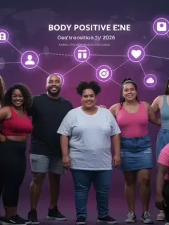 Diverse individuals celebrating body positivity on social media, reflecting the 2026 shift.