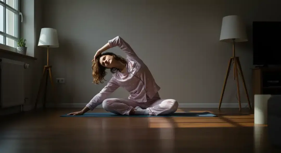 Person doing gentle evening stretches for better sleep