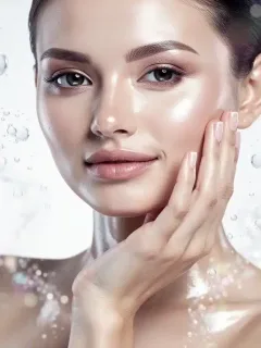 Woman with glowing hydrated skin showcasing effective skincare routine