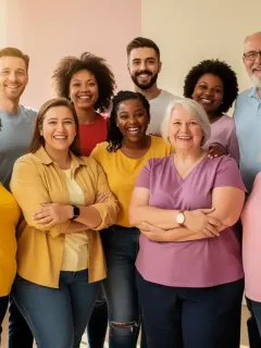 Diverse people celebrating body positivity and self-acceptance
