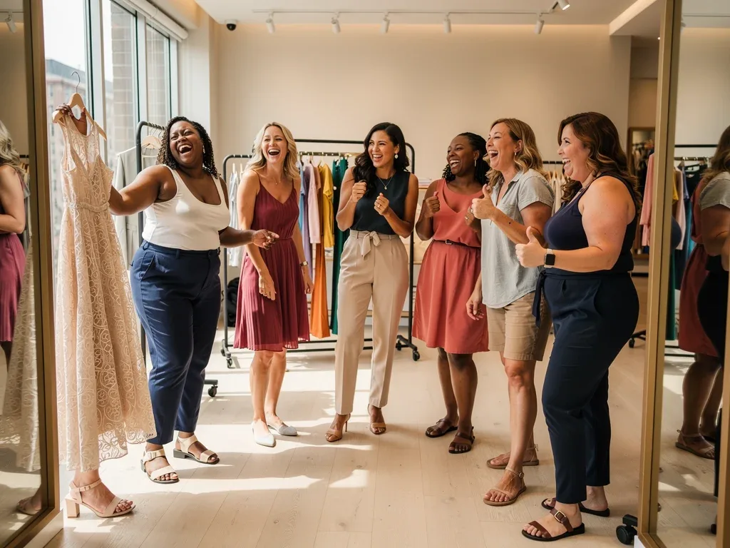 Diverse women supporting each other shopping