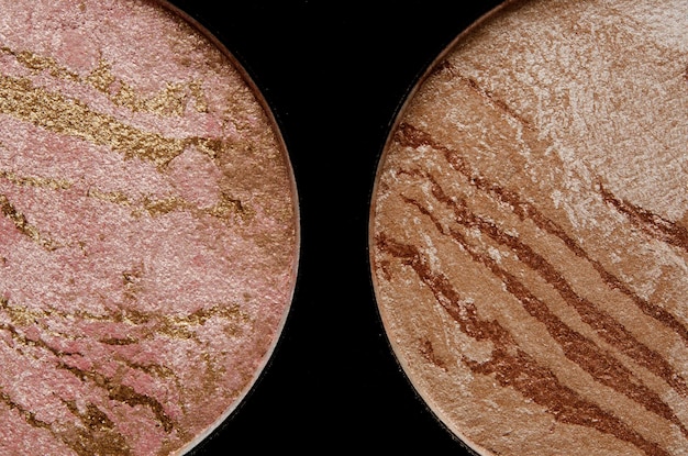 A split image showing the difference between properly blended bronzer (left) and poorly blended, streaky bronzer (right), highlighting the importance of seamless blending.