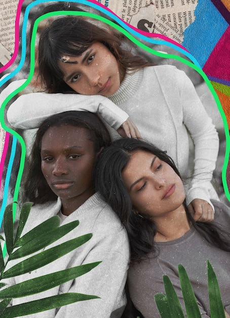 A collage of magazine covers and advertisements featuring diverse models of different ethnicities, body types, and ages.