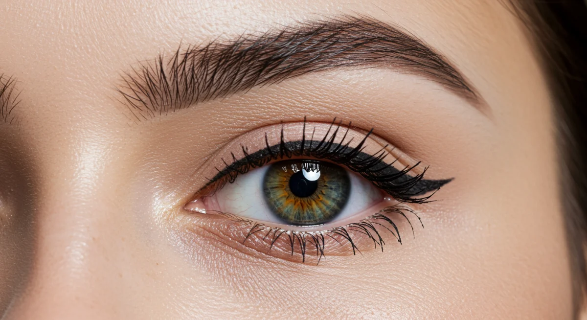 Model's eye with a precise floating crease eyeliner, advanced technique