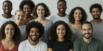 Diverse individuals embracing their natural beauty and body shapes with confidence and joy, promoting self-acceptance