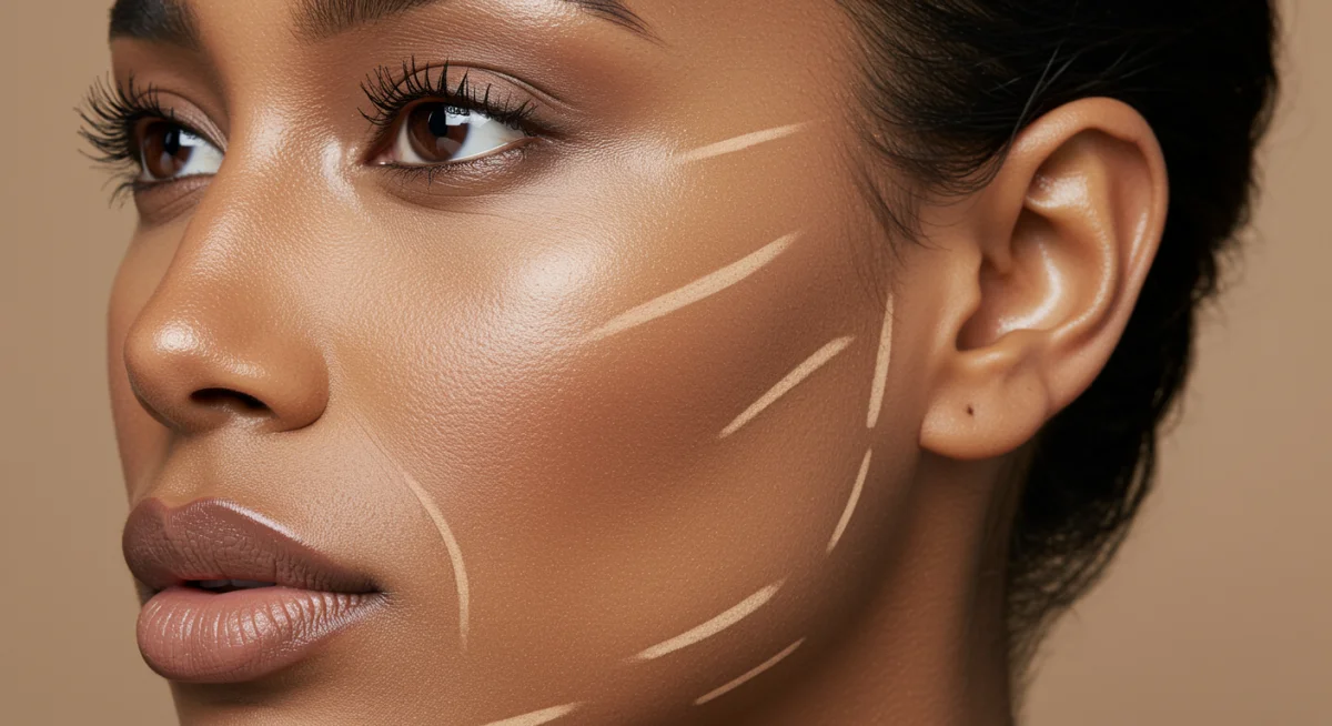 Makeup artist applying contour to cheekbones for defined facial structure.