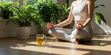 Person meditating peacefully during a mindful Sunday ritual