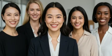 Professional women with quick 10-minute face makeup