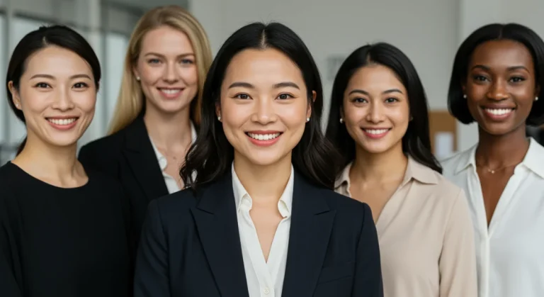 Professional women with quick 10-minute face makeup