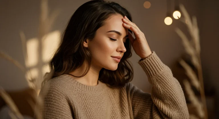 Woman meditating peacefully during her personalized self-care Sunday ritual