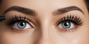 Woman with long voluminous eyelashes from mascara hacks