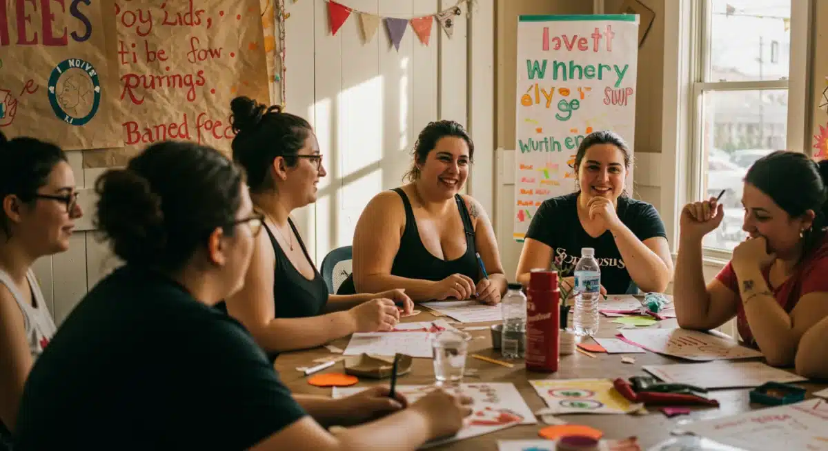 Community workshop promoting self-acceptance and positive body image