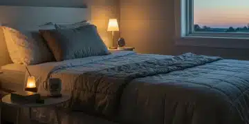 Serene bedroom with soft lighting for deep Sunday sleep