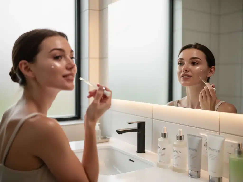 Woman applying serum for morning skincare routine 2026