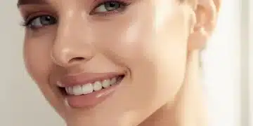 Radiant woman showcasing healthy, glowing skin after following an advanced skincare regimen.