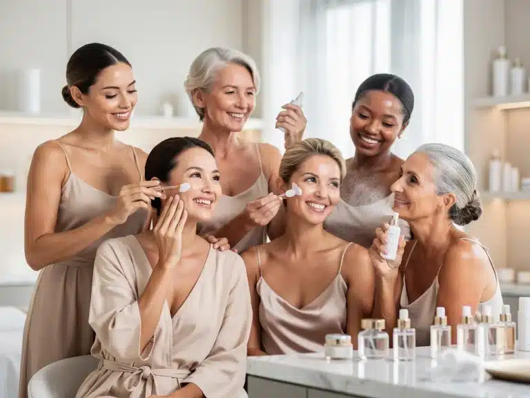 Diverse women showcasing radiant skin from effective anti-aging skincare routines.