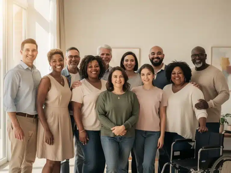 Diverse group embracing body positivity and self-acceptance