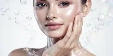 Woman with glowing hydrated skin showcasing effective skincare routine