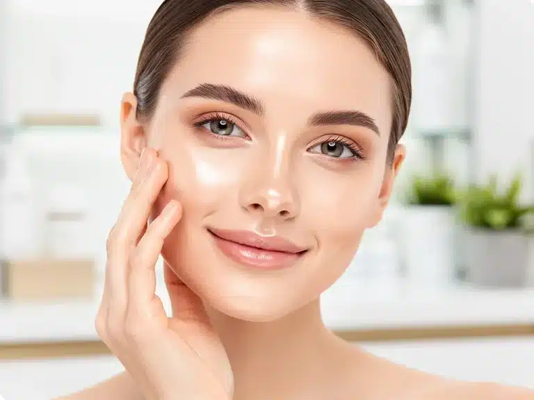 Radiant woman with clear skin, symbolizing effective oily skin skincare.