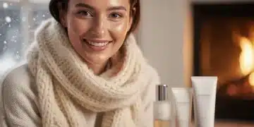 Woman with glowing, protected skin in winter