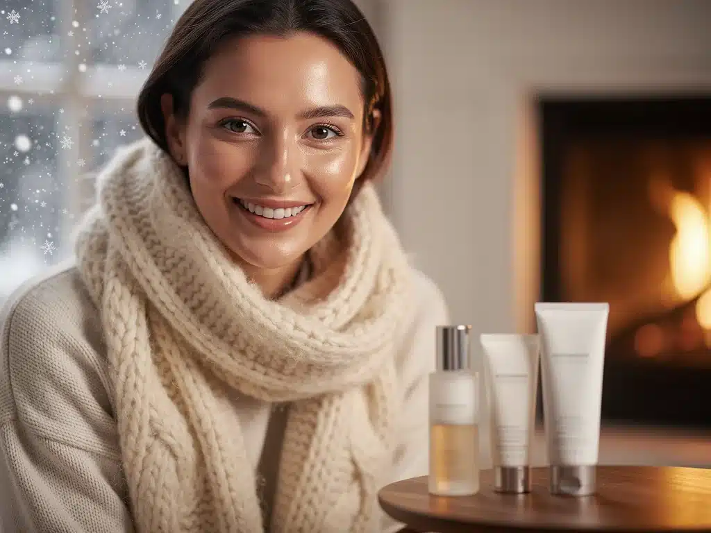 Woman with glowing, protected skin in winter