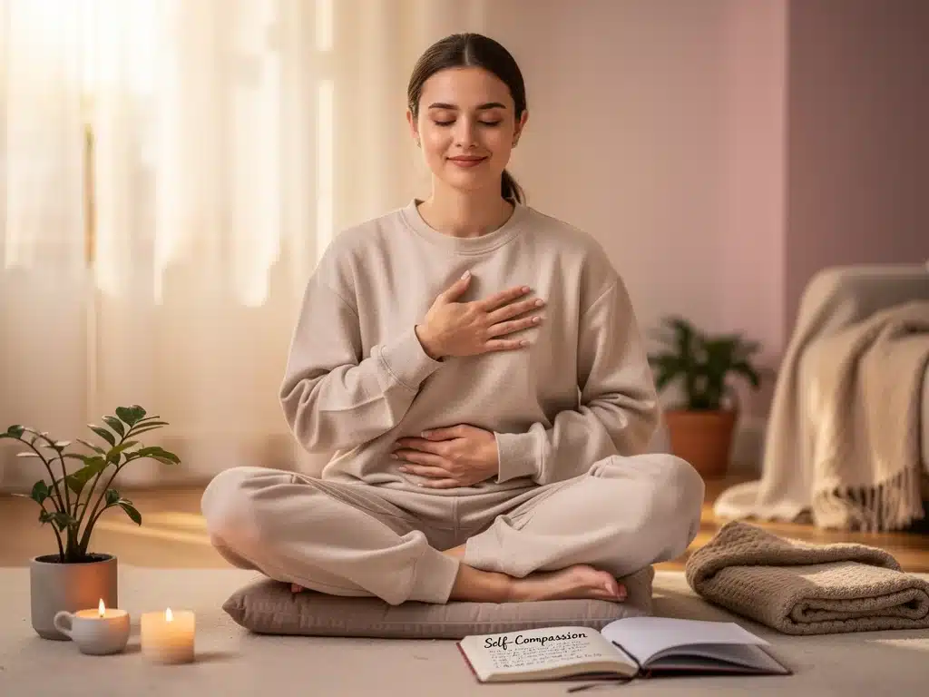 Mindful self-compassion practice for improved body image and mental well-being.