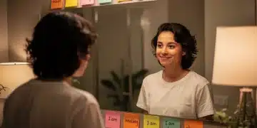 Person confidently reflecting on self-acceptance and positive body image.